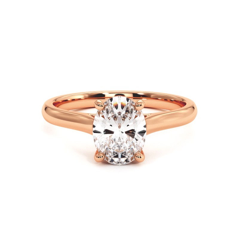 Oval Cut Diamond Ring Promesse 18k Rose Gold 750 Thousandths