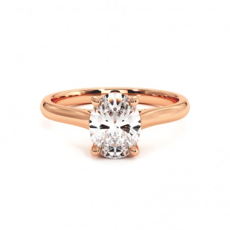 Bague Diamant Taille Ovale Promesse Or Rose 18k 750 Millièmes