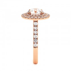 Anillo de Diamante Redondo Doble Halo Mi Vida Oro Rosa 18k - Maison Celinni
