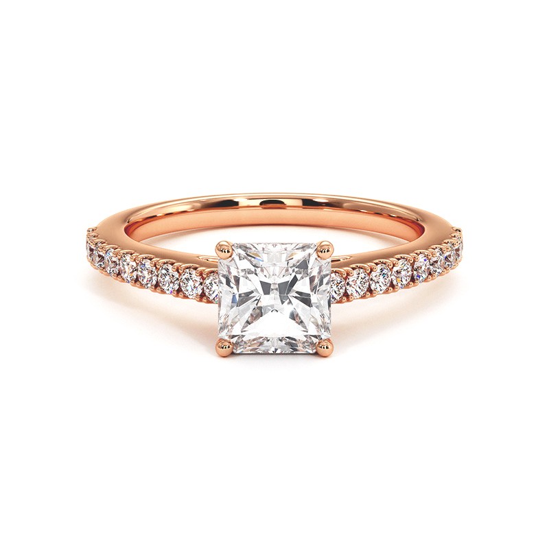 Radiant Cut Diamond Ring Elle 18k Rose Gold 750 Thousandths