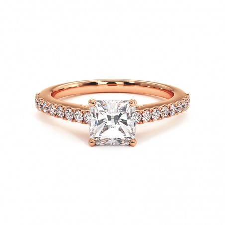 Radiant geslepen diamanten ring Elle 18k rose goud 750 duizendsten