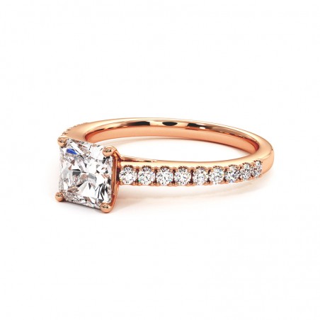 Anillo de Diamante Talla Radiante Ella Oro Rosa 18k 750 Milésimas