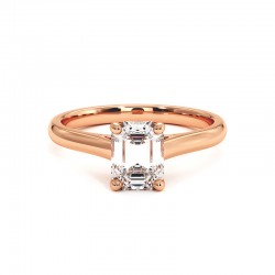 Anillo de Diamante Talla Esmeralda Promesa Oro Rosa 18k - Maison Celinni