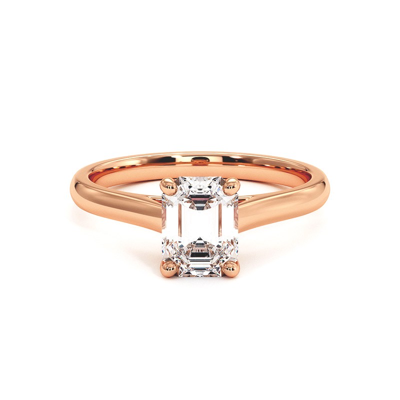 Diamantring Smaragdschnitt Promesse Rosen Gold 18k 750 Tausendstel
