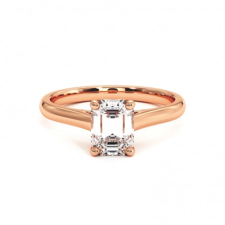 Diamanten Ring Emerald Cut Promesse 18k Rose Goud 750 Duizendsten