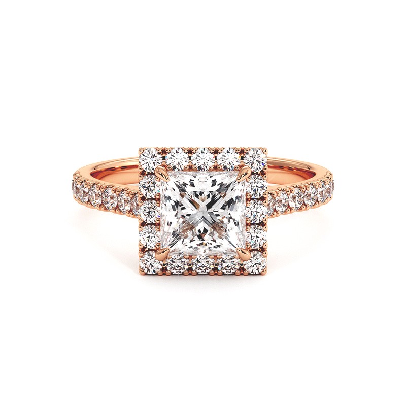 Princess Cut Diamond Ring Ma vie 18k 750 Thousandths Rose Gold