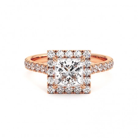Prinses Geslepen Diamanten Ring Ma vie 18k Roze Goud 750 Duizendsten