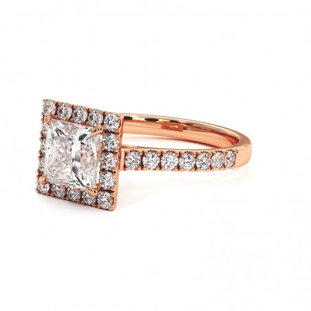 Princess Cut Diamond Ring Ma vie 18k 750 Thousandths Rose Gold