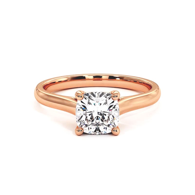 Bague Diamant Taille Coussin Promesse Or Rose 18k 750 Millièmes