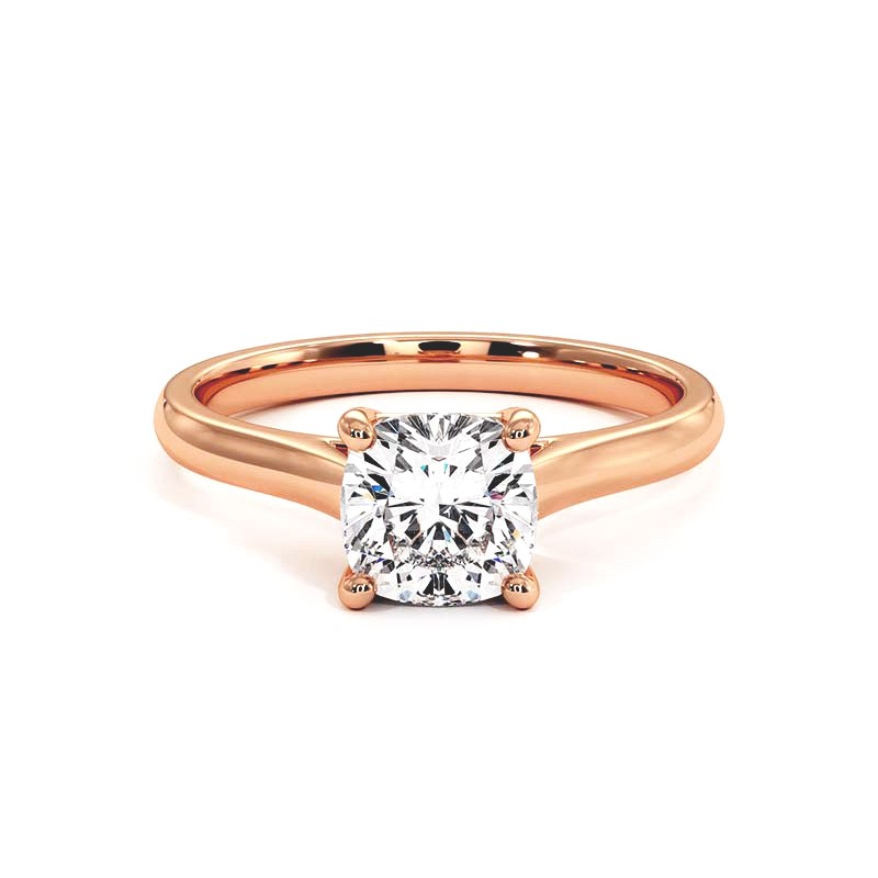 Cushion Cut Diamond Ring Promesse 18k Rose Gold 750 Thousandths