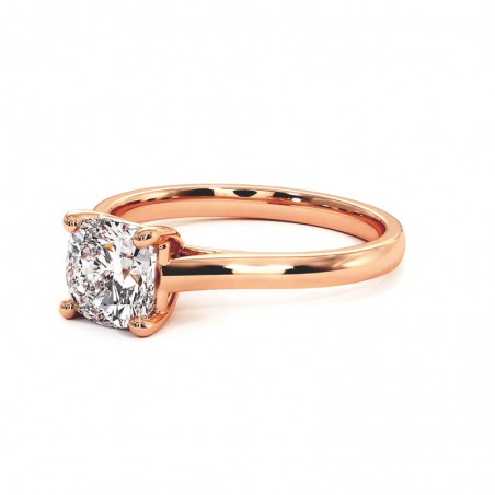 Anillo de Diamante Talla Cojín Promesa Oro Rosa 18k 750 Milésimas