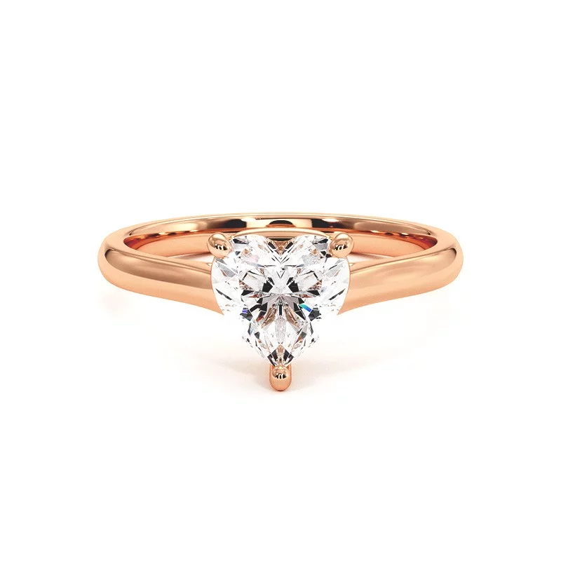 Heart Shaped Diamond Ring Promesse 18k 750 Thousandths Rose Gold