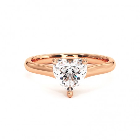 Bague Diamant Taille Cœur Promesse Or Rose 18k 750 Millièmes