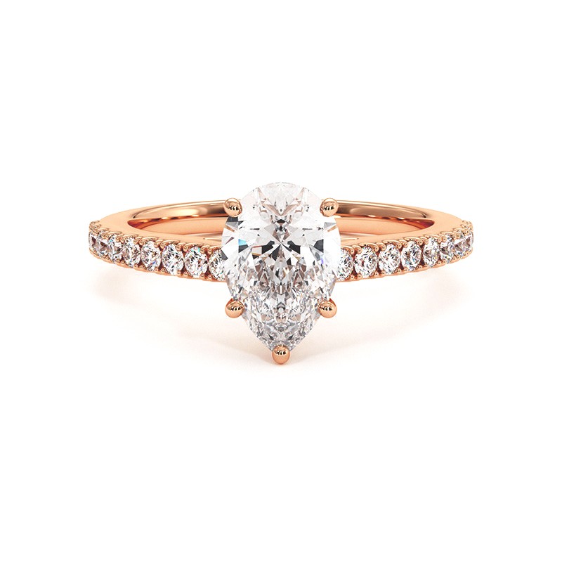 Diamantring Birnenschliff Elle Roségold 18k 750 Tausendstel