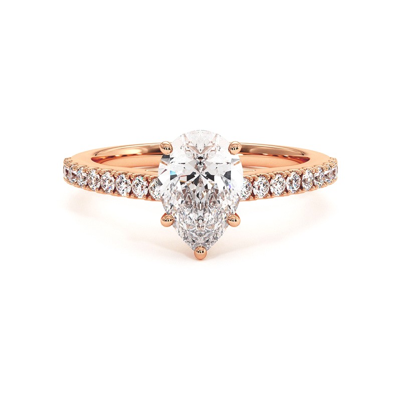 خاتم الماس بحجم الكمثرى Elle ذهب وردي 18 قيراط 750 جزء في الألف