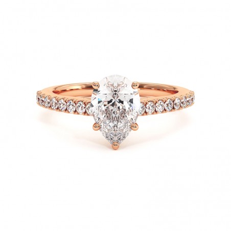 Parel Gesneden Diamanten Ring Elle 18k Roze Goud 750 Duizendsten