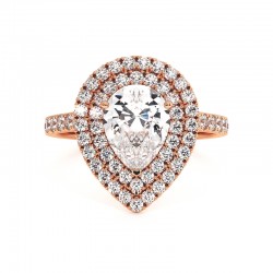 Anillo de Diamante Talla Pera Doble Halo Mi Vida Oro Rosa 18k - Maison Celinni