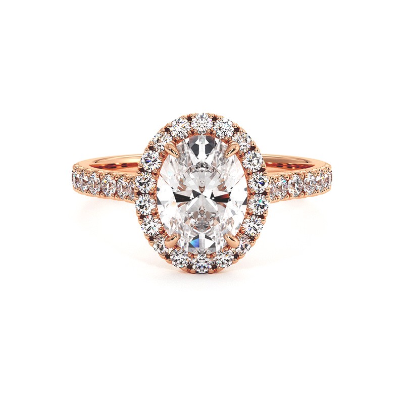 Bague Diamant Taille Ovale Ma Vie Or Rose 18k 750 Millièmes