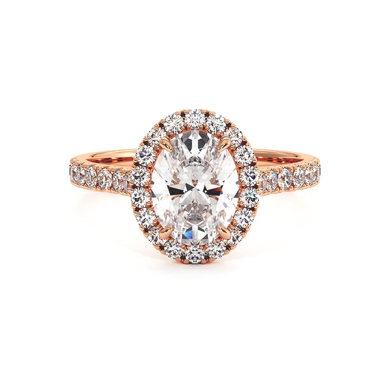 Oval Cut Diamond Ring Ma vie 18k Rose Gold 750 Thousandths