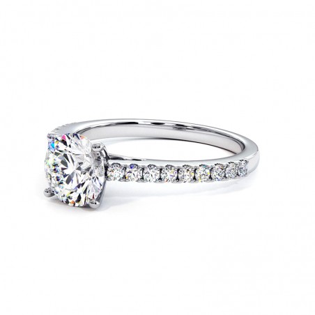 Round Cut Diamond Ring Elle 18k 750 Thousandths White Gold