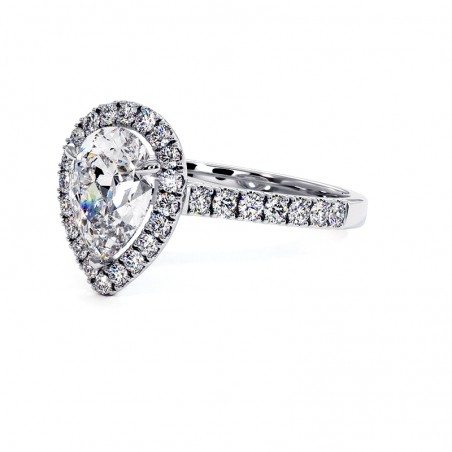 Diamantring Birnenschliff Ma vie Wei&szlig;gold 18k 750 Tausendstel
