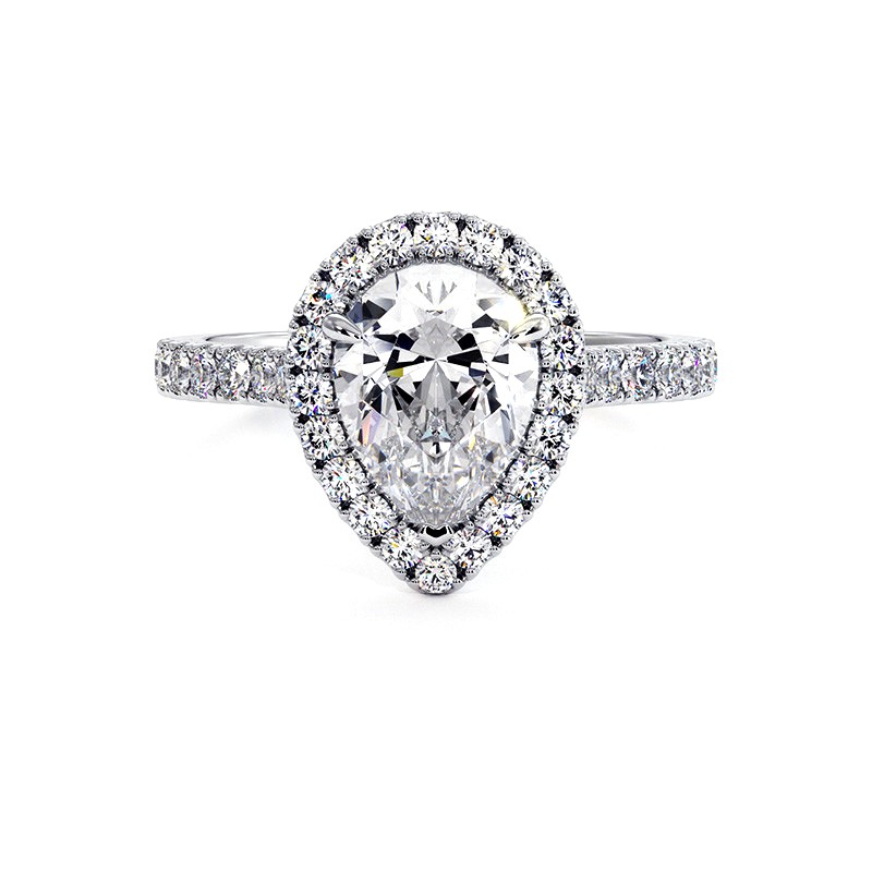 Pear Cut Diamond Ring Ma vie 18k White Gold 750 Thousandths