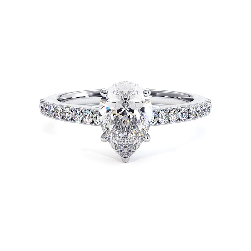 Diamantring Birnenschliff Elle 18k Wei&szlig;gold - Celinni