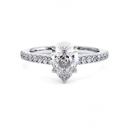 Bague Diamant Taille Poire Elle Or Blanc 18k 750 Millièmes