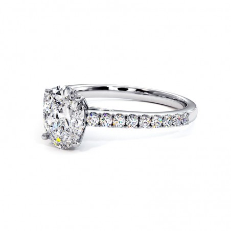 Anillo de Diamante Talla Ovalada Ella Oro Blanco 18k 750 Mil&eacute;simas