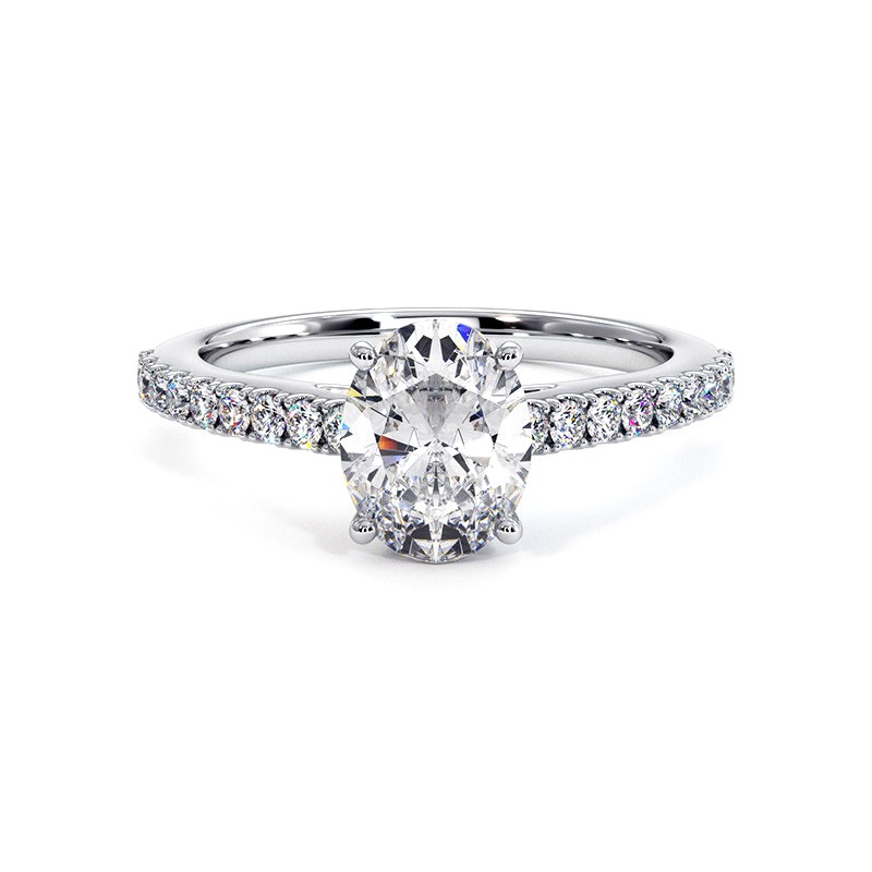 Bague Diamant Taille Ovale Elle Or Blanc 18k 750 Millièmes