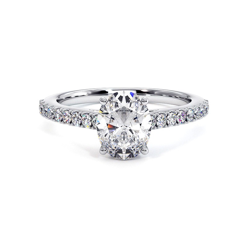 خاتم الماس بشكل بيضاوي Elle ذهب أبيض عيار 18 قيراط 750 مليم
