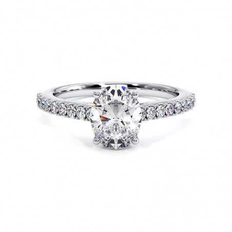 Bague Diamant Taille Ovale Elle Or Blanc 18k 750 Millièmes