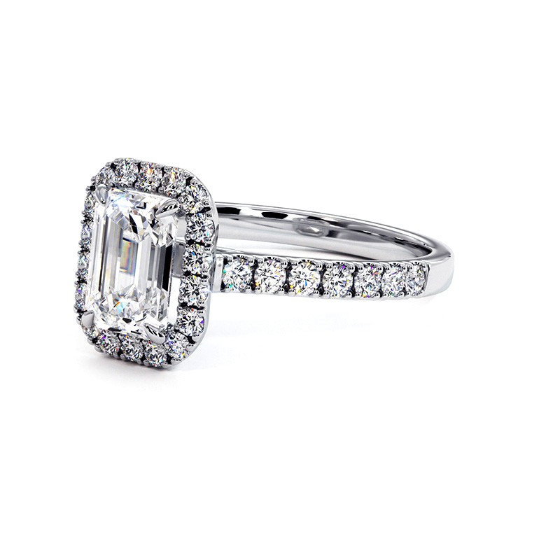 Bague De Fiançailles Halo Diamant Simulé 3 Ct - Or Blanc 14 Carats - Taille 9.5