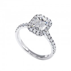Anillo de Diamante Talla Esmeralda Mi Vida Oro Blanco 18k - Casa Celinni