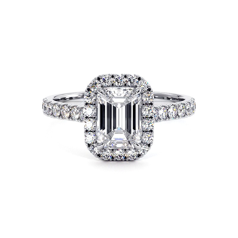 Emerald Cut Diamond Ring Ma vie 18k 750 Thousandths White Gold