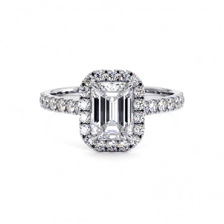 Bague Diamant Taille Emeraude Ma Vie Or Blanc 18k 750 Millièmes
