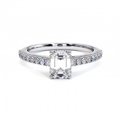 Anillo de Diamante Talla Esmeralda Ella Oro Blanco 18k - Casa Celinni