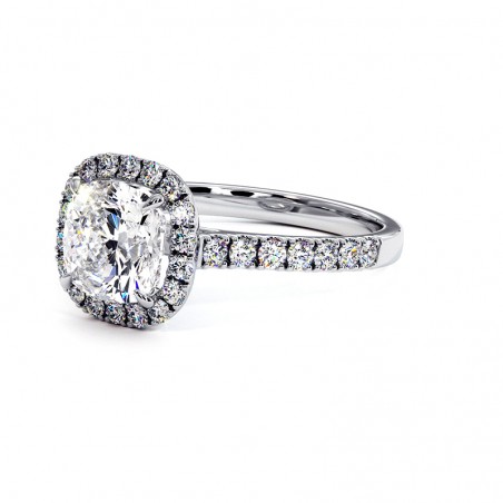 Cushion Cut Diamond Ring Ma vie 18k White Gold 750 Thousandths
