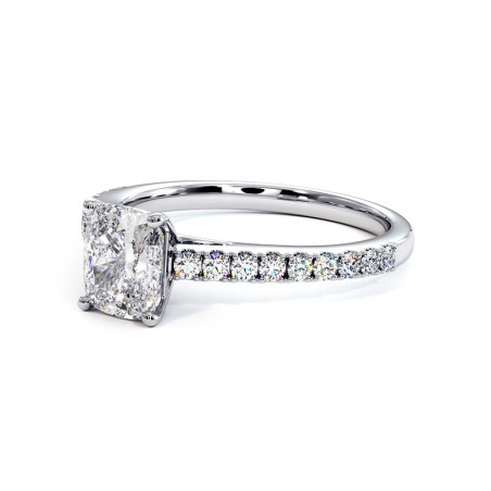 Anillo de Diamante Talla Coj&iacute;n Ella Oro Blanco 18k 750 Mil&eacute;simas