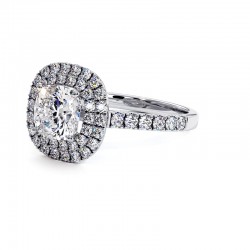 Diamantring Kissen Doppel Halo Ma vie Wei&szlig;gold 18k - Celinni
