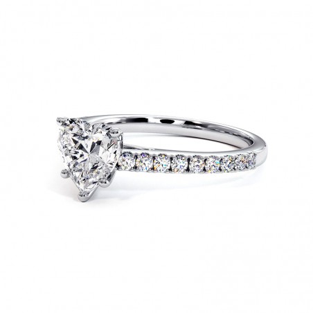 Diamantring Herzschliff Elle Wei&szlig;gold 18k 750 Tausendstel