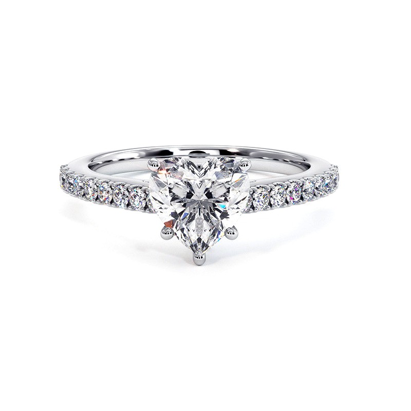 Diamond Heart Size Ring Elle White Gold 18k 750 Thousandths