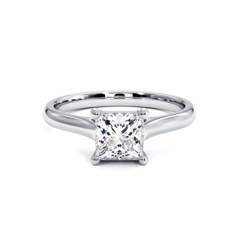 Bague Diamant Taille Princesse Promesse Or Blanc 18k 750 Millièmes