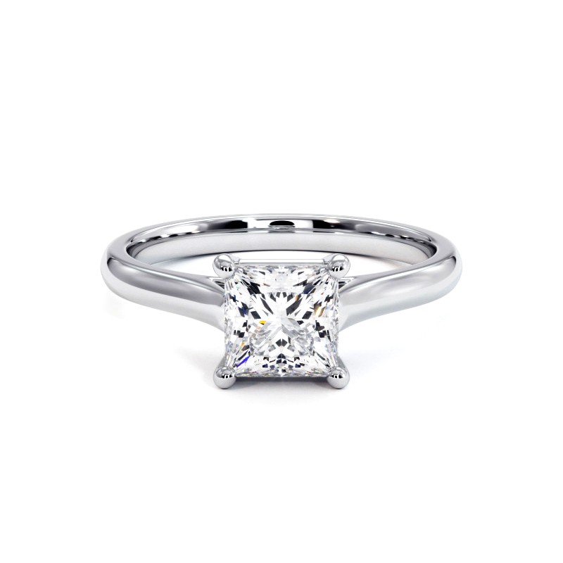 Princess Cut Diamond Ring Promesse 18k 750 Thousandths White Gold