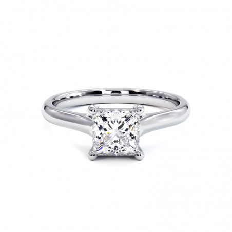 Bague Diamant Taille Princesse Promesse Or Blanc 18k 750 Millièmes