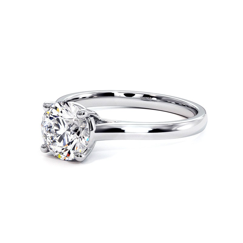 Bague De Fiançailles Diamant Simulé 2.70 Carats - Or Blanc 14k - Taille Personnalisable