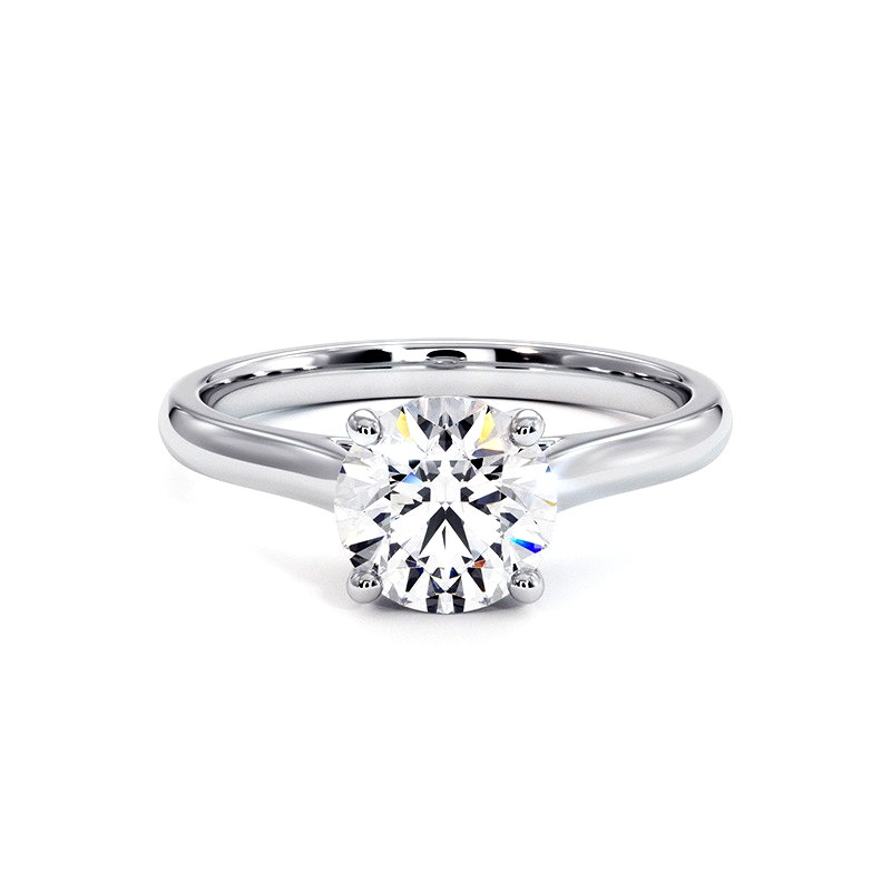 Bague Diamant Taille Rond Promesse Or Blanc 18k 750 Millièmes