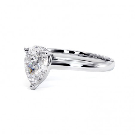 Anillo de Diamante Talla Pera Promesa Oro Blanco 18k 750 Mil&eacute;simas