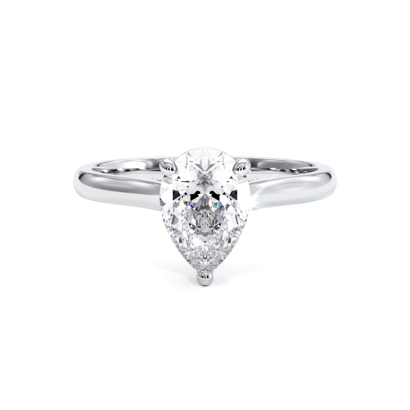 Pear Shaped Diamond Ring Promesse White Gold 18k 750 Thousandths