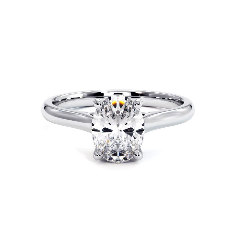 Bague Diamant Taille Ovale Promesse Or Blanc 18k 750 Millièmes